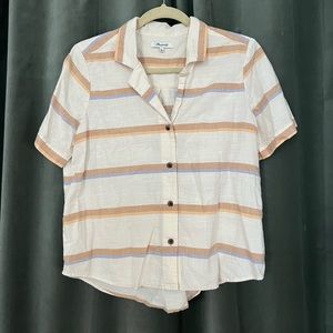 Madewell Camp Shirt in Stripe/Basin Stripe Earthen Sand size M